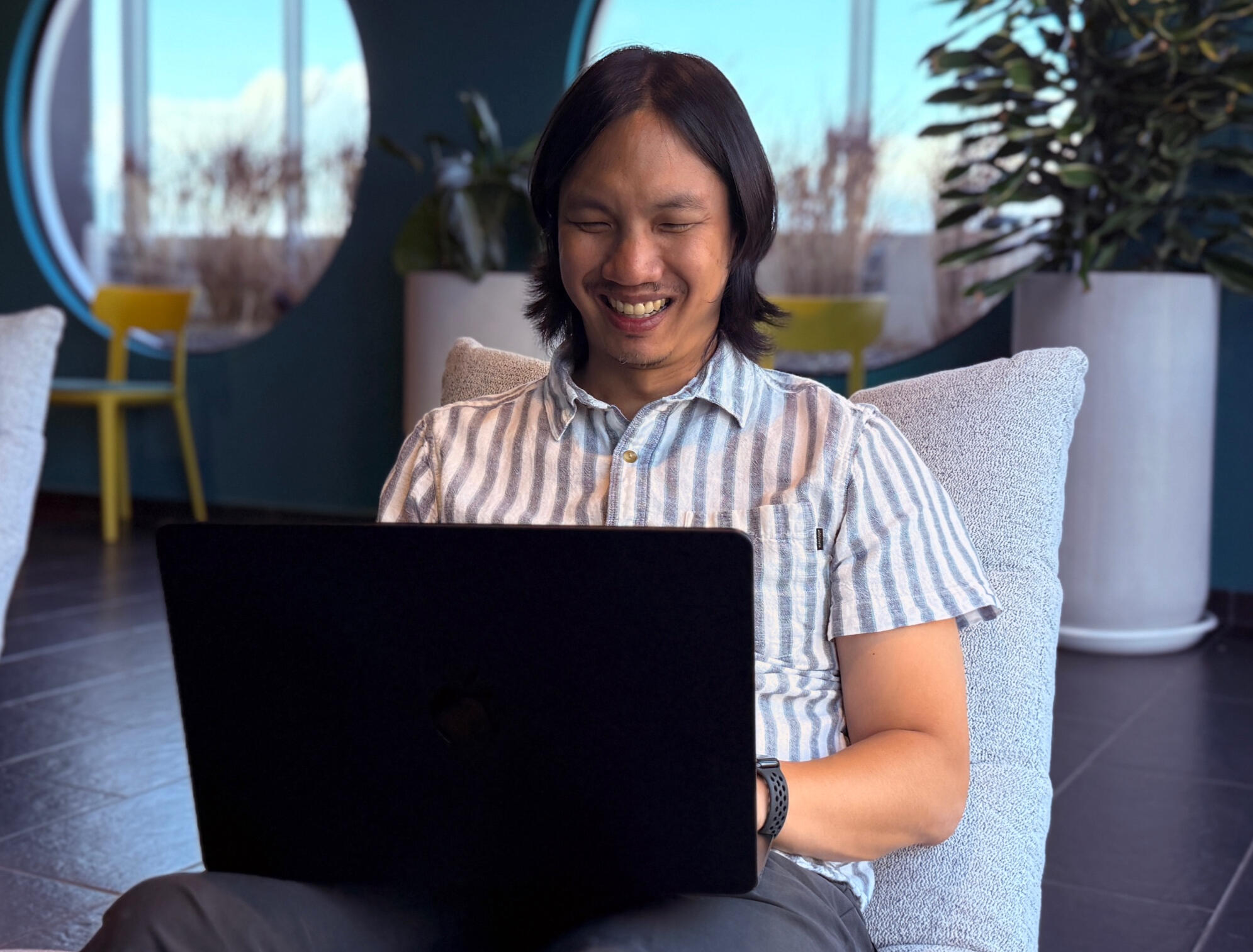 Kevin having fun at work